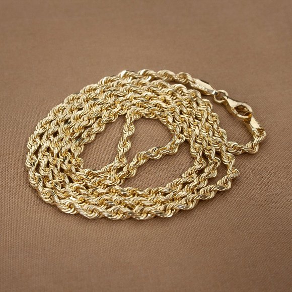 NEW! 10K Solid Gold Rope Chain, 22 inch Real 10K Yellow Gold, Stamped 10K - Picture 2 of 6
